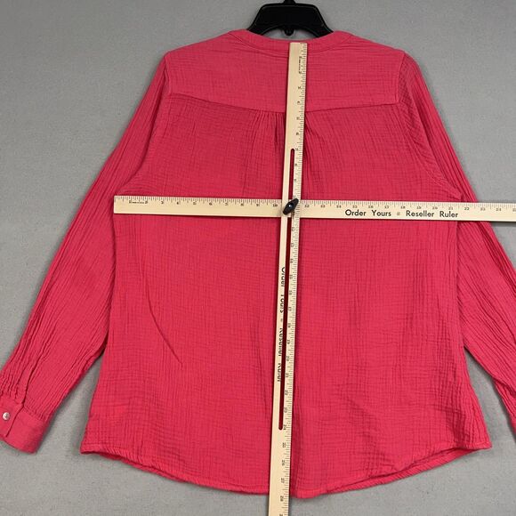 Mote Shirt Womens 2XL Pink Hot Bright Fuchsia Gauze Coastal Resort Vacation Fem - Picture 10 of 14